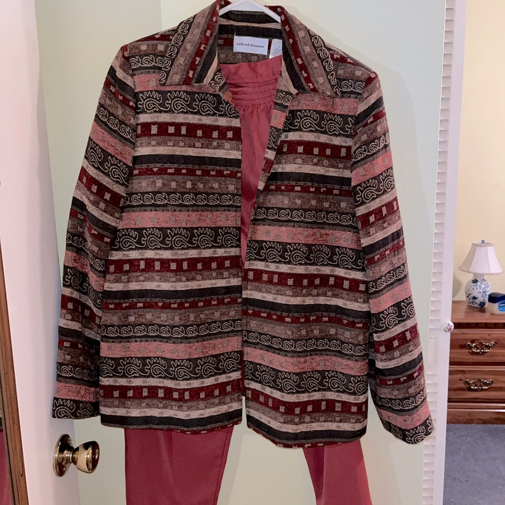 Ladies casual open jacket and pants set